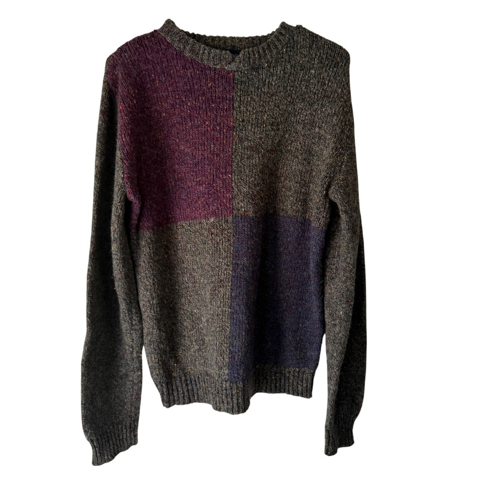 Saturdays Vintage 90s Mens XL Colorblock Knit Wool‎ Blend Sweater Grandpa